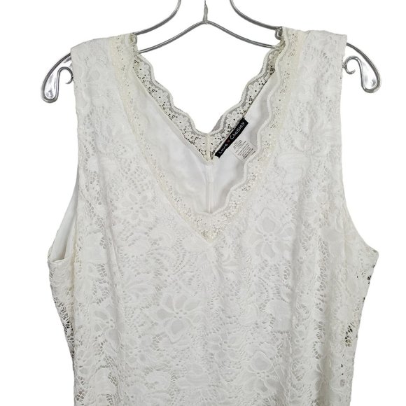 Love Chesley Size 3XL Dress Lace Midi Full Hem V-neck Sleeveless Romantic White - Picture 5 of 11